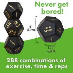 Covelico Fitness Dice (Set of 3) – Workout Dice for Teens & Adults with Bag + Instructions