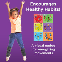 Kids PE Posters (Set of 2) – Yoga Poses + Exercise Moves, A3 Laminated