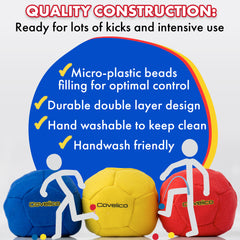 Covelico Footbags (Set of 3) – Hacky Sack Kick Bags with Carry Bag & Instructions
