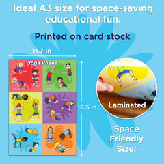 Kids PE Posters (Set of 2) – Yoga Poses + Exercise Moves, A3 Laminated