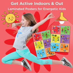 Kids PE Posters (Set of 2) – Yoga Poses + Exercise Moves, A3 Laminated