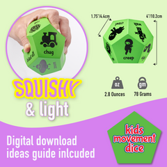 Covelico Kids Movement Dice (12-Sided Foam Dice) – Activity Game (Green)
