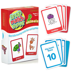 Covelico Animal Movement Cards – 52-Card Active Game Deck (Snap, Match & Go Fish) with Box