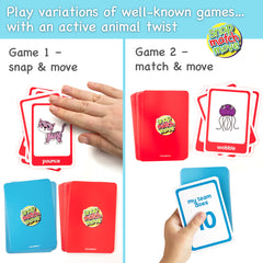 Covelico Animal Movement Cards – 52-Card Active Game Deck (Snap, Match & Go Fish) with Box
