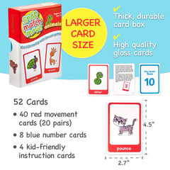 Covelico Animal Movement Cards – 52-Card Active Game Deck (Snap, Match & Go Fish) with Box