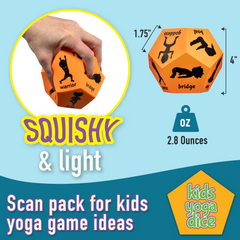 Covelico Kids Yoga Dice (12-Sided Foam Dice) – Pose & Play Yoga Game (Orange)