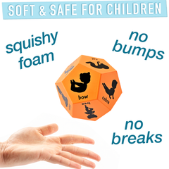 Covelico Kids Yoga Dice (12-Sided Foam Dice) – Pose & Play Yoga Game (Orange)