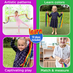 Covelico Rainbow Ribbon Rings (2 Pack) – Wooden Hand Kites + Ideas Guide