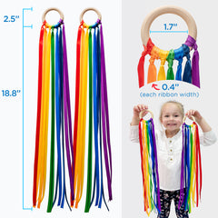 Covelico Rainbow Ribbon Rings (2 Pack) – Wooden Hand Kites + Ideas Guide
