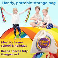 Covelico Rainbow Ribbon Rings (2 Pack) – Wooden Hand Kites + Ideas Guide