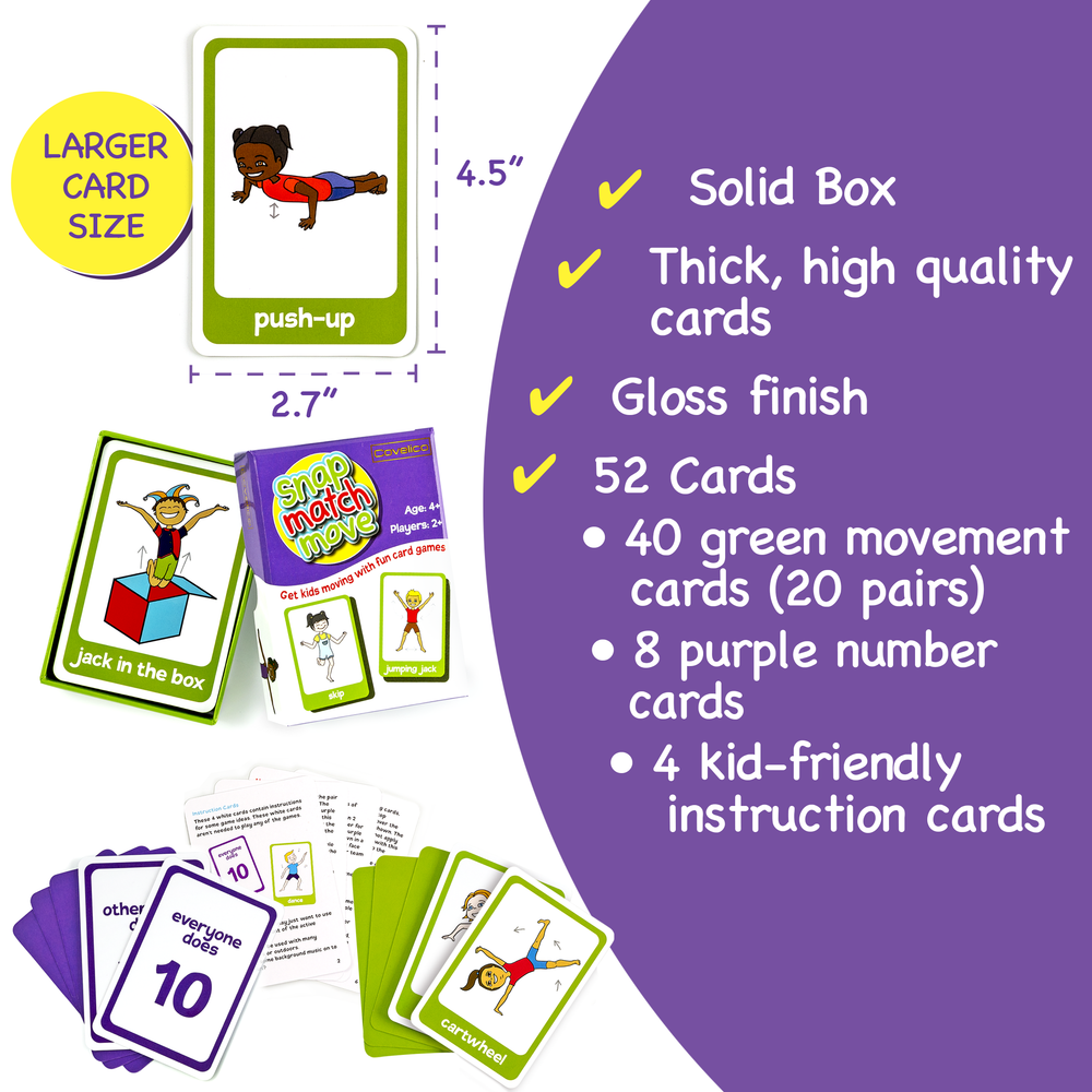 Educational card game set with cards and packaging on a white background