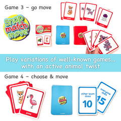 Covelico Animal Movement Cards – 52-Card Active Game Deck (Snap, Match & Go Fish) with Box