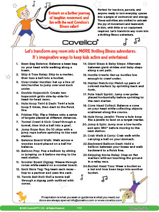 Free downloadable page about Covelico's Fitness Safari activities for children #2